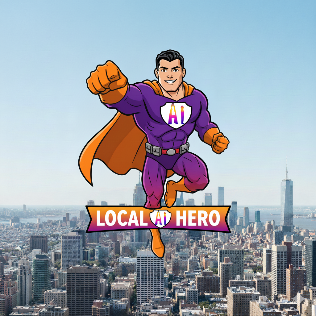 Local AI Hero flying over city